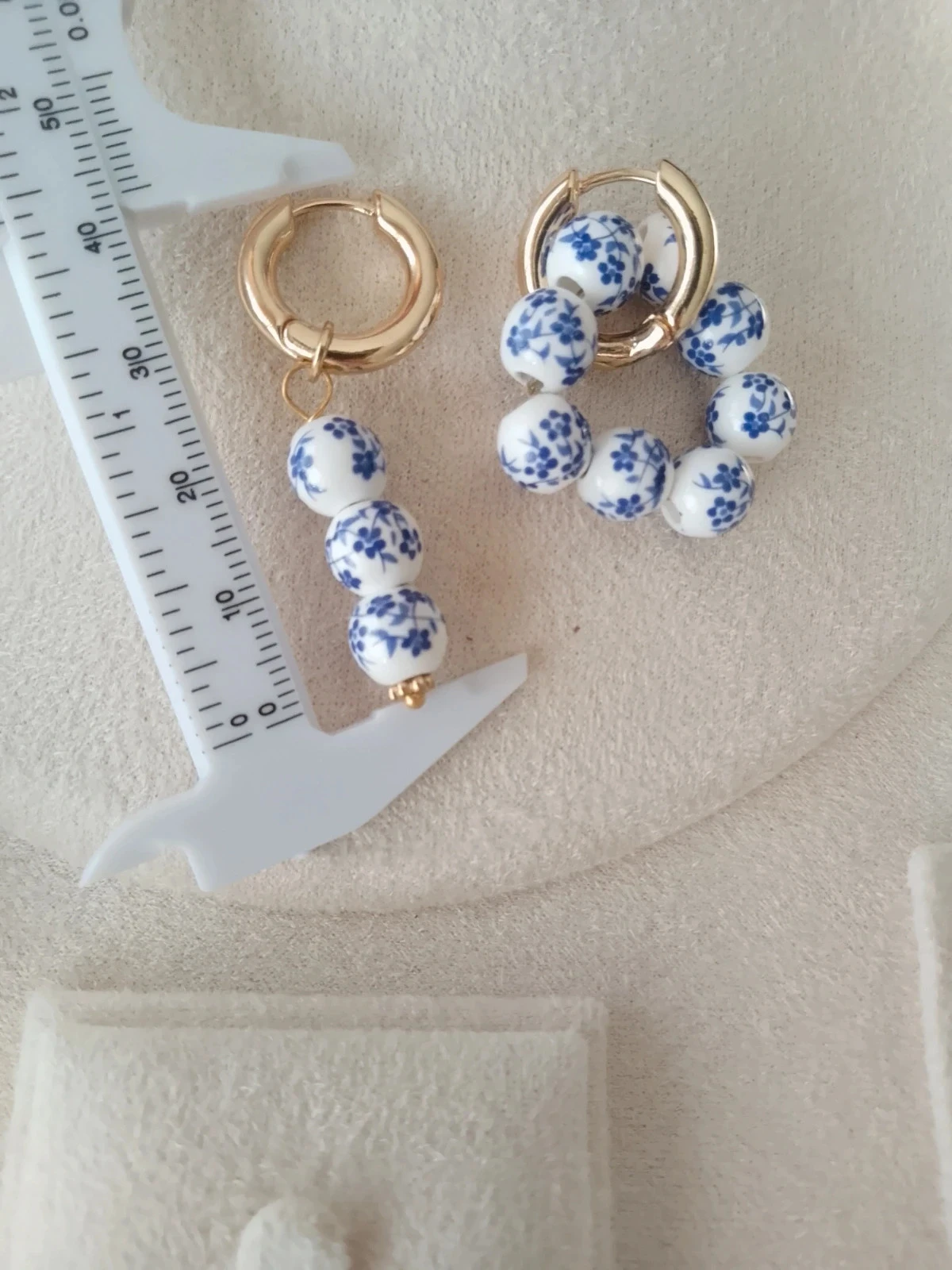 Boucles d'oreilles perles bohèmes porcelaine de Chine – photo 2